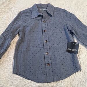 okie dokie Blue Textured Dot Button-Down Shirt